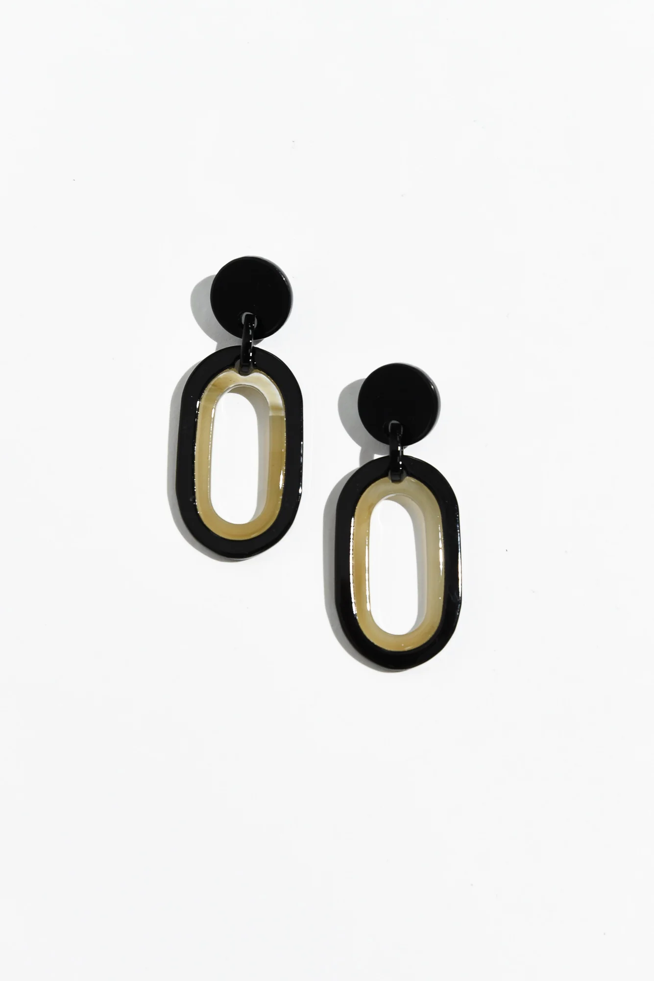 Via Black Oval Drop Earrings