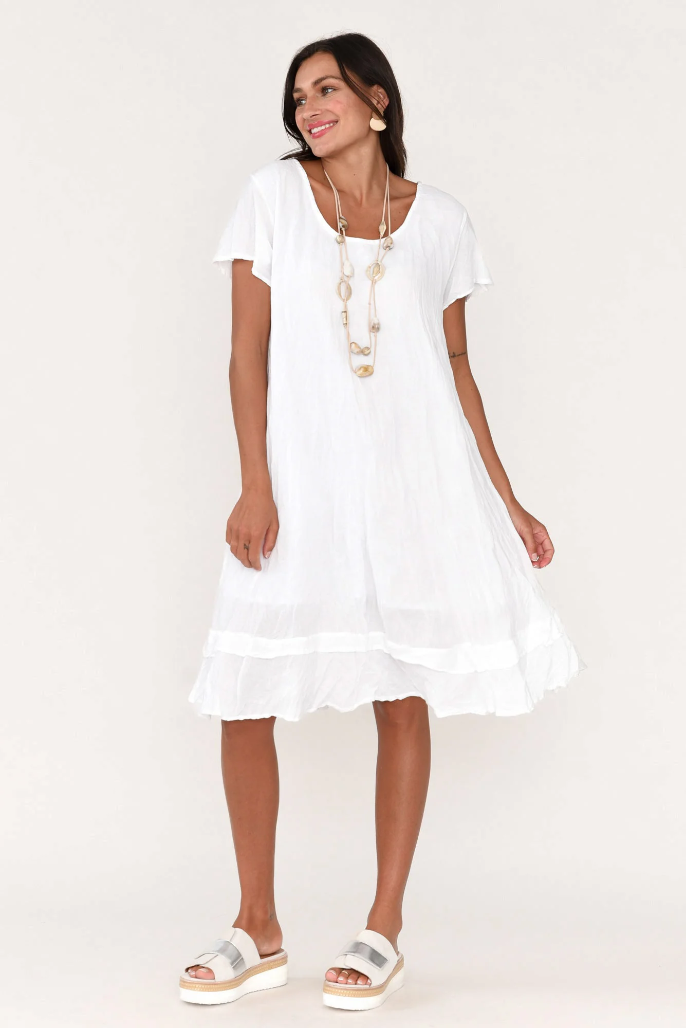 Lauren White Crinkle Cotton Dress - Image 6