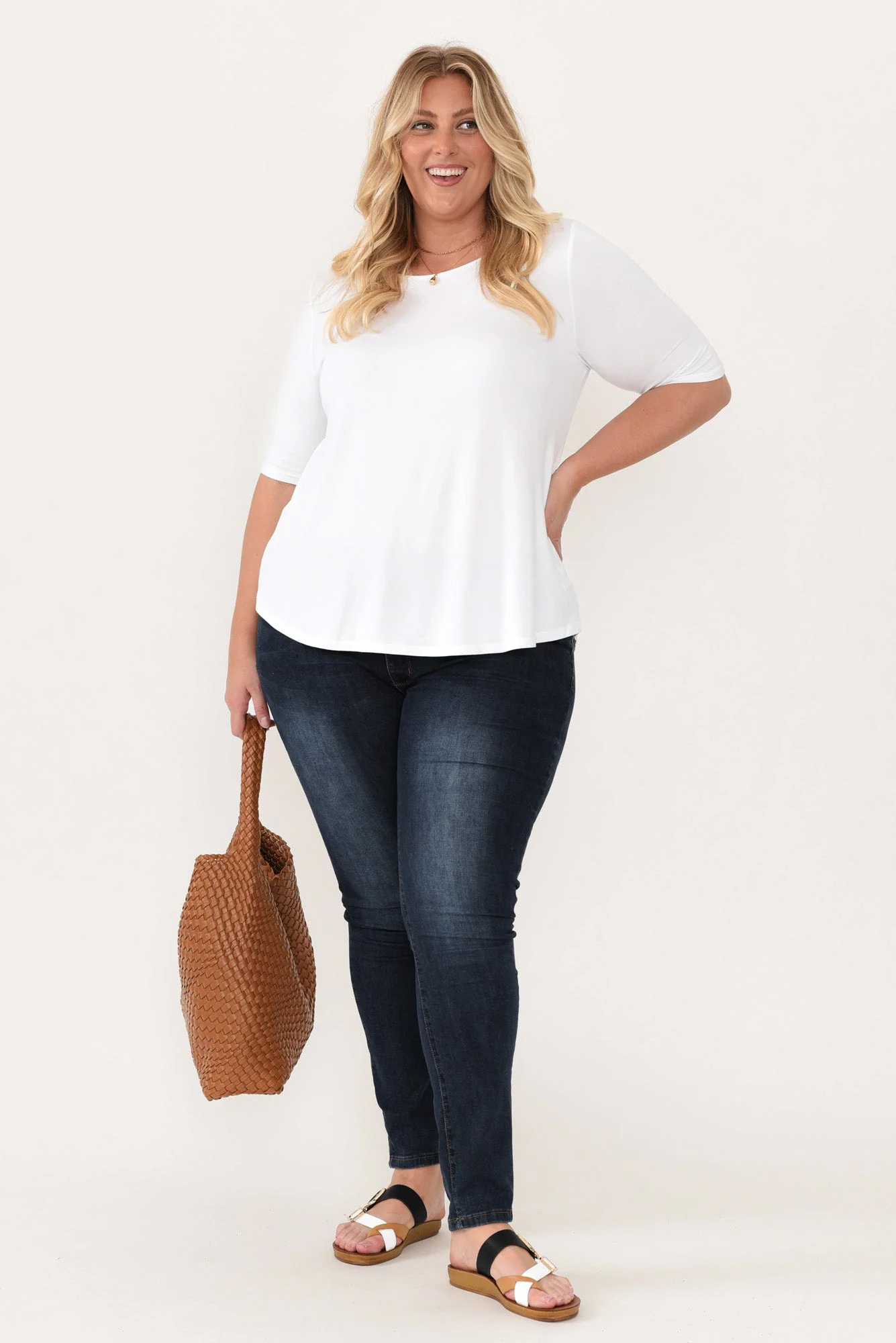 Buttery White Half Sleeve Tee - Image 9