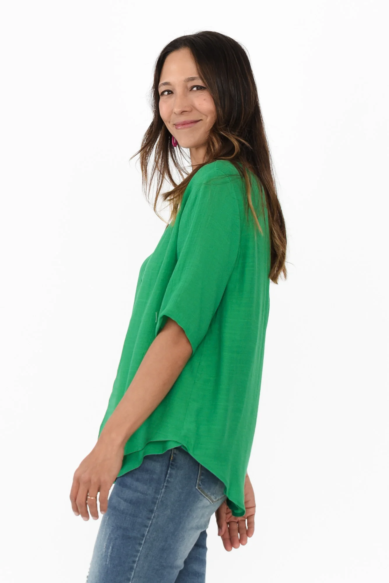Yasmin Green Layered Button Top - Image 4