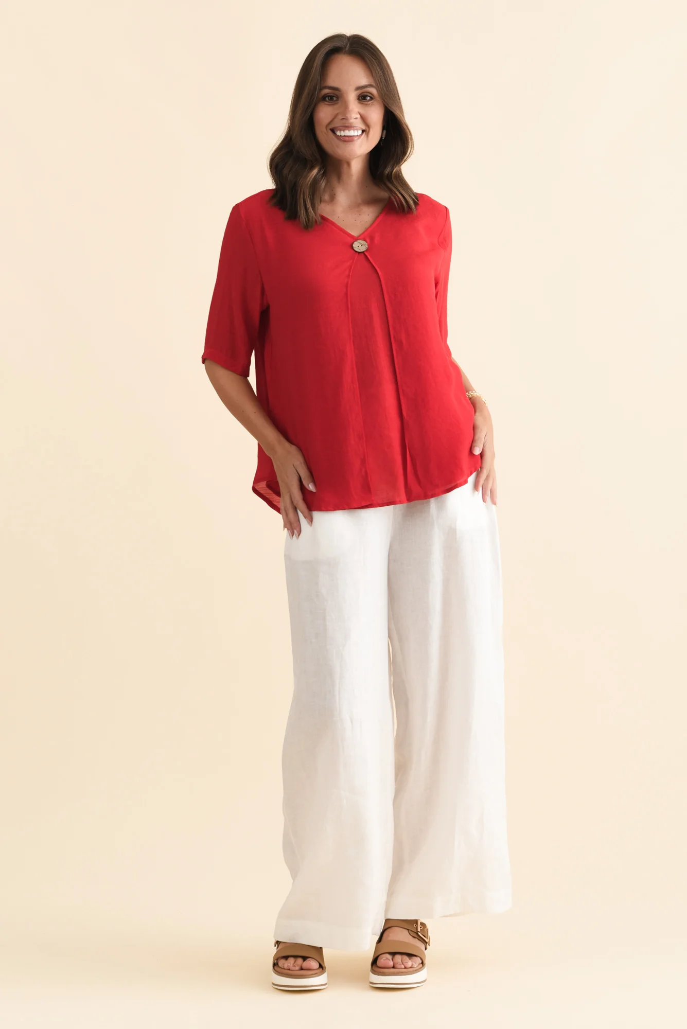 Yasmin Red Layered Button Top - Image 6