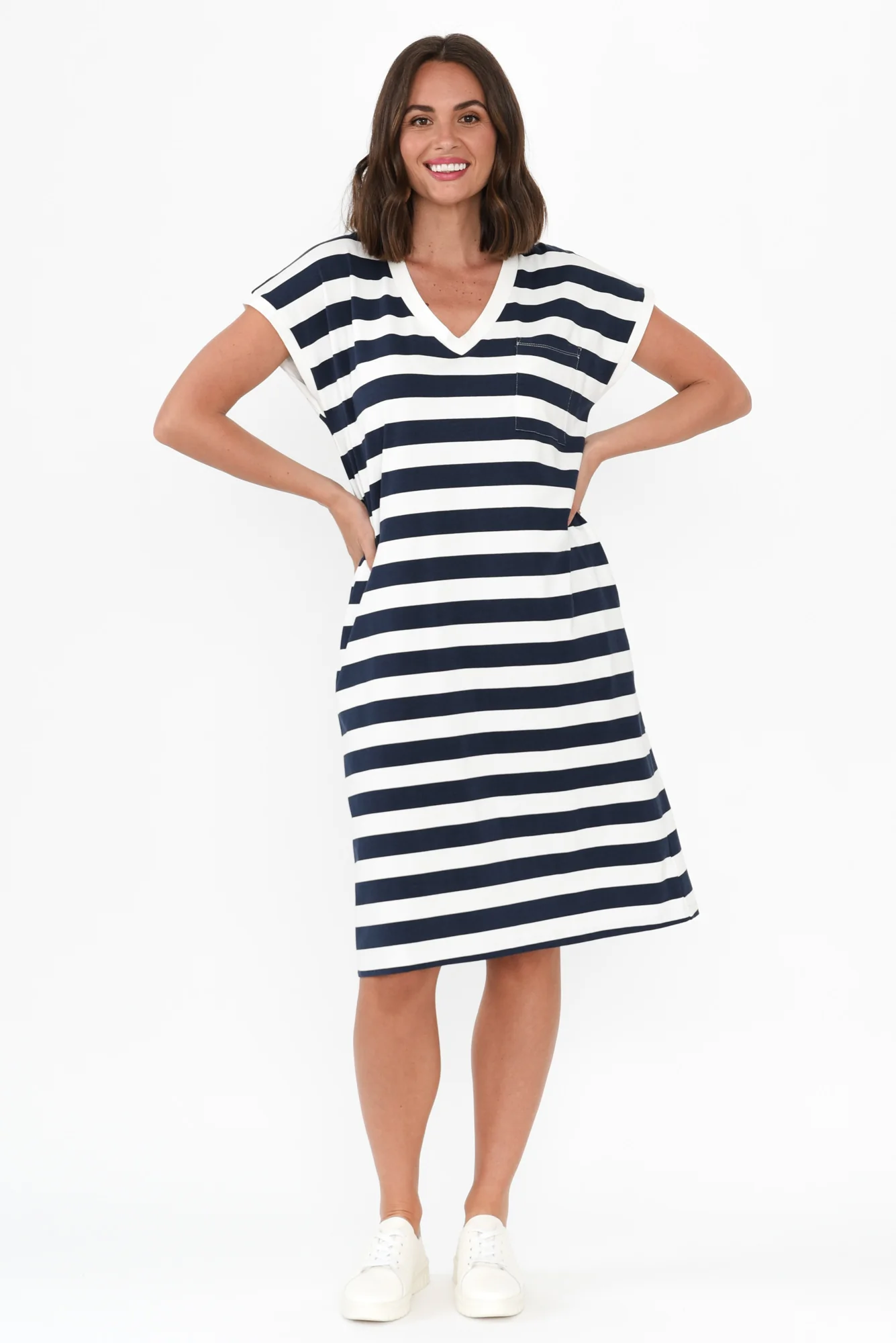 Zena Navy Stripe T-Shirt Dress - Image 7
